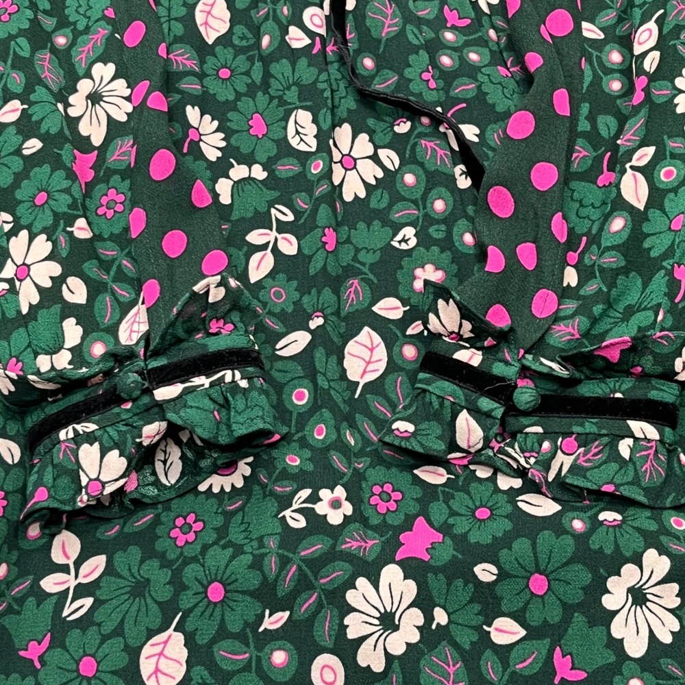 Boden Cecilia Floral Polka Dot Mixed Print Midi Dress Velvet Tie US 10R - Picture 6 of 9